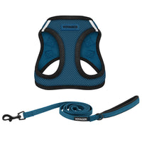 Voyager Step-in Air All Weather Mesh Harness and Reflective Dog 5 ft Leash Combo with Neoprene Handle, for Small, Medium and Large Breed Puppies by Best Pet Supplies - Blue, Medium M (Chest: 16 - 18
