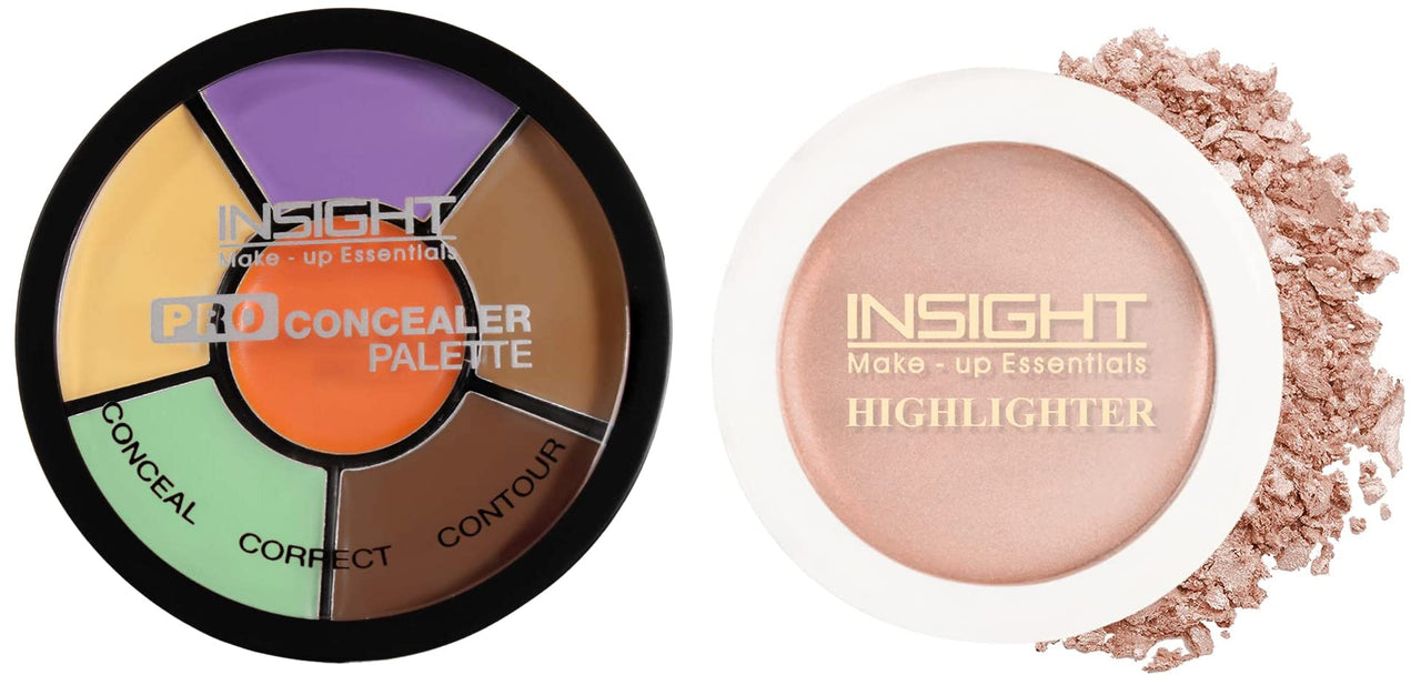 Insight Cosmetics Pro Concealer Palette - Corrector, 15gm & Insight Cosmetics Glitter Makeup Highlighter, 3.5 gm
