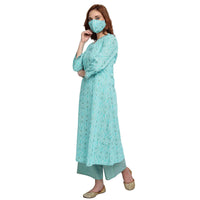 Ekara Cotton Printed Flared Kurta for Women and Girls with Palazzo