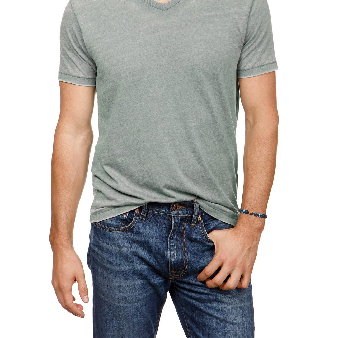 mens beaded bracelets（evil eye, tigers eye,hematite, obsidian）A handmade beaded crystal healing bracelet that can bring luck, happiness and protection(10mm elastic) 10mm elastic