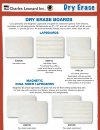 Charles Leonard Dry Erase Board, Two Sided, Lined/Plain, 9