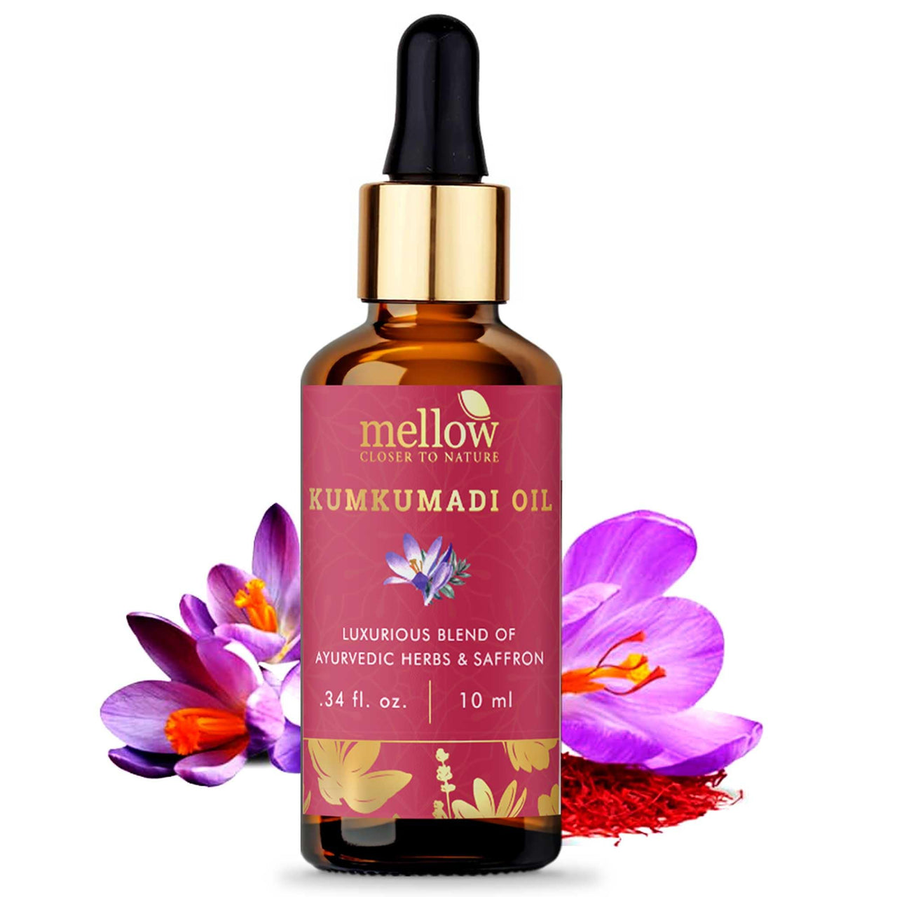 Mellow Ayurvedic Kumkumadi Oil for Face Glowing with 22 Herbs and Blend with Saffron, Deep Nourishment & Hydration, Reduces Pigmentation and Fine Lines, Anti Aging Face Serum