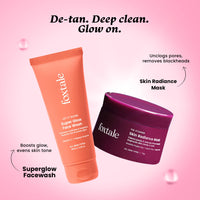 Foxtale Detan and Glow Duo – Face Wash + Skin Radiance Mask | Removes Tan, Brightens, Unclogs Pores | With Vitamin C, Papaya Enzyme, Lactic Acid & Clay | For Radiant, Even-Toned Skin
