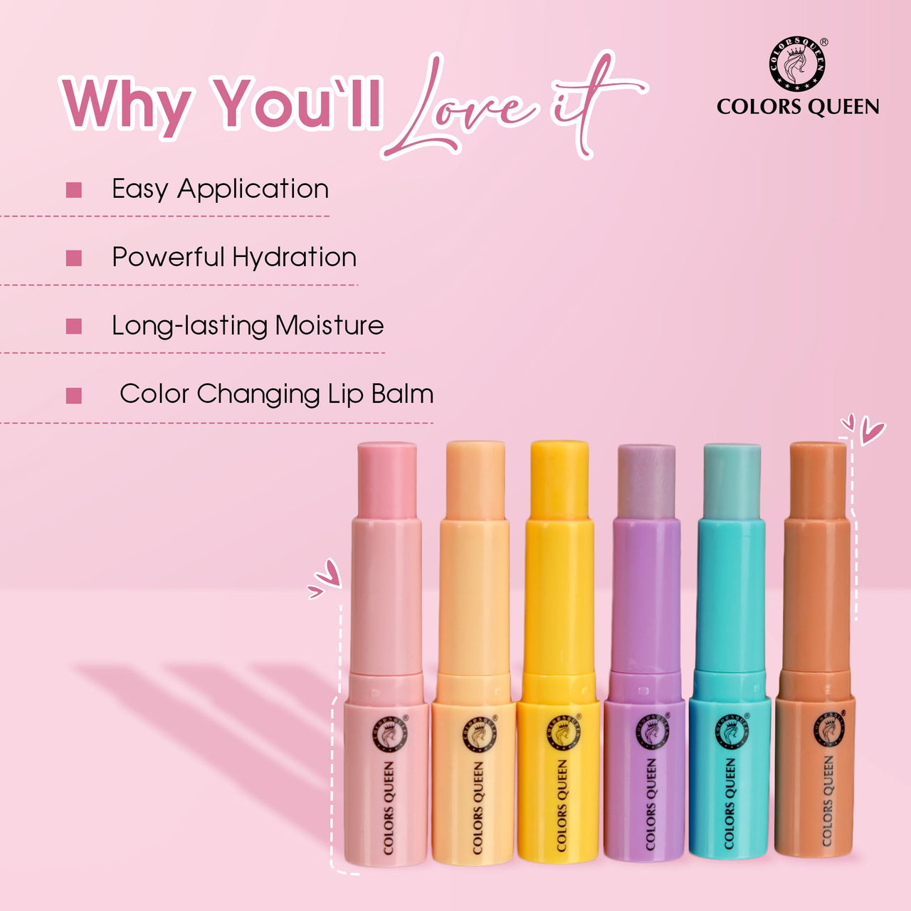 Colors Queen Lip Softner Color Changing Lip Balm for Dry & Chapped Lips Enriched with Jojoba Oil & Olive Oil | Moisturizing & Nourishing Lip Balm (03)