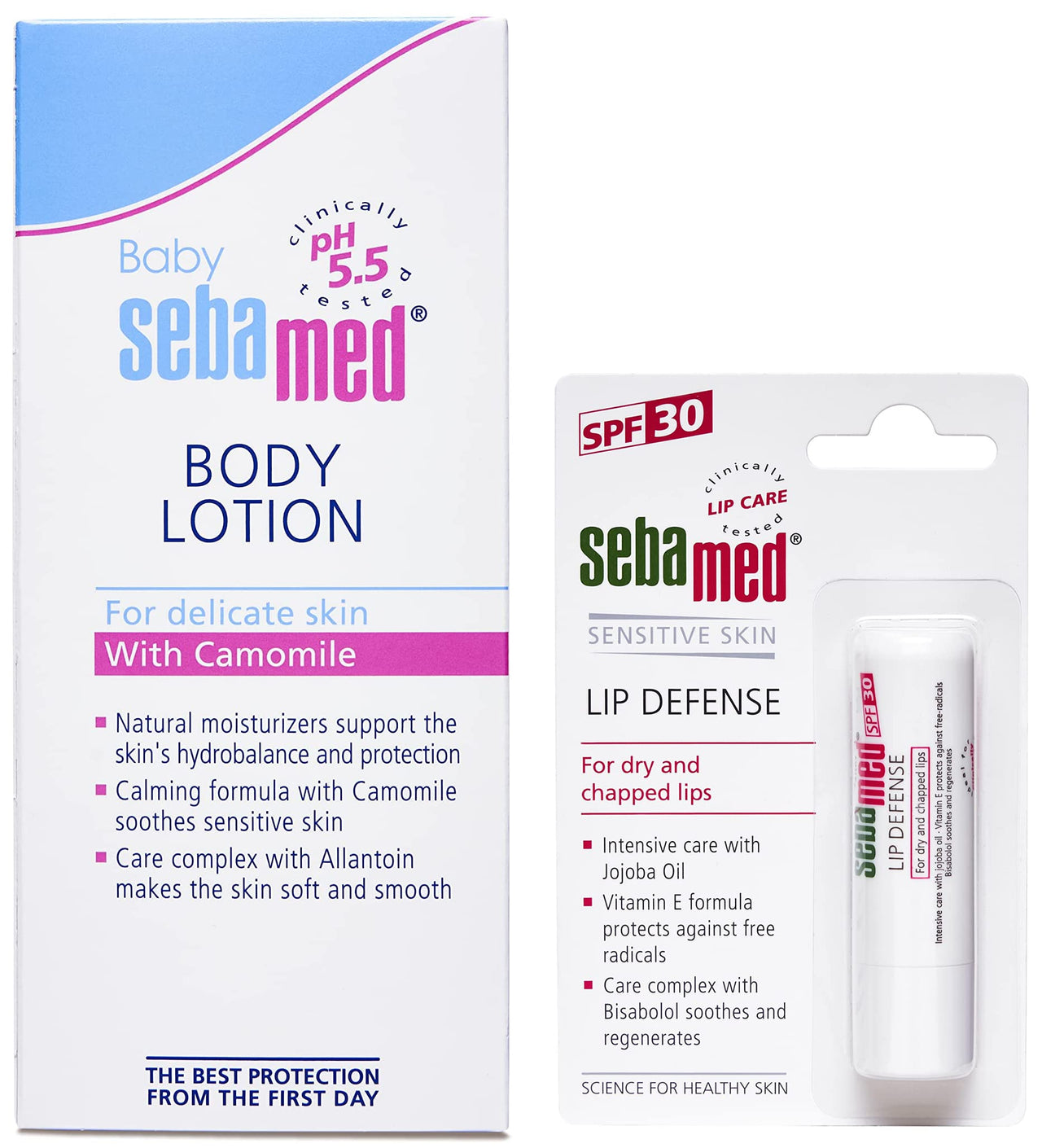 Sebamed Baby Lotion, 100ml & SebaMed SPF 30 Lip Defense Stick, 4.8g