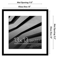 Americanflat 13x13 Picture Frame in Black - Use as 10x10 Picture Frame with Mat or 13x13 Frame Without Mat - Thin Border Photo Frame with Plexiglass Cover - Square Picture Frame for Wall Display 13x13 - (10x10 With Mat) 1 Pack
