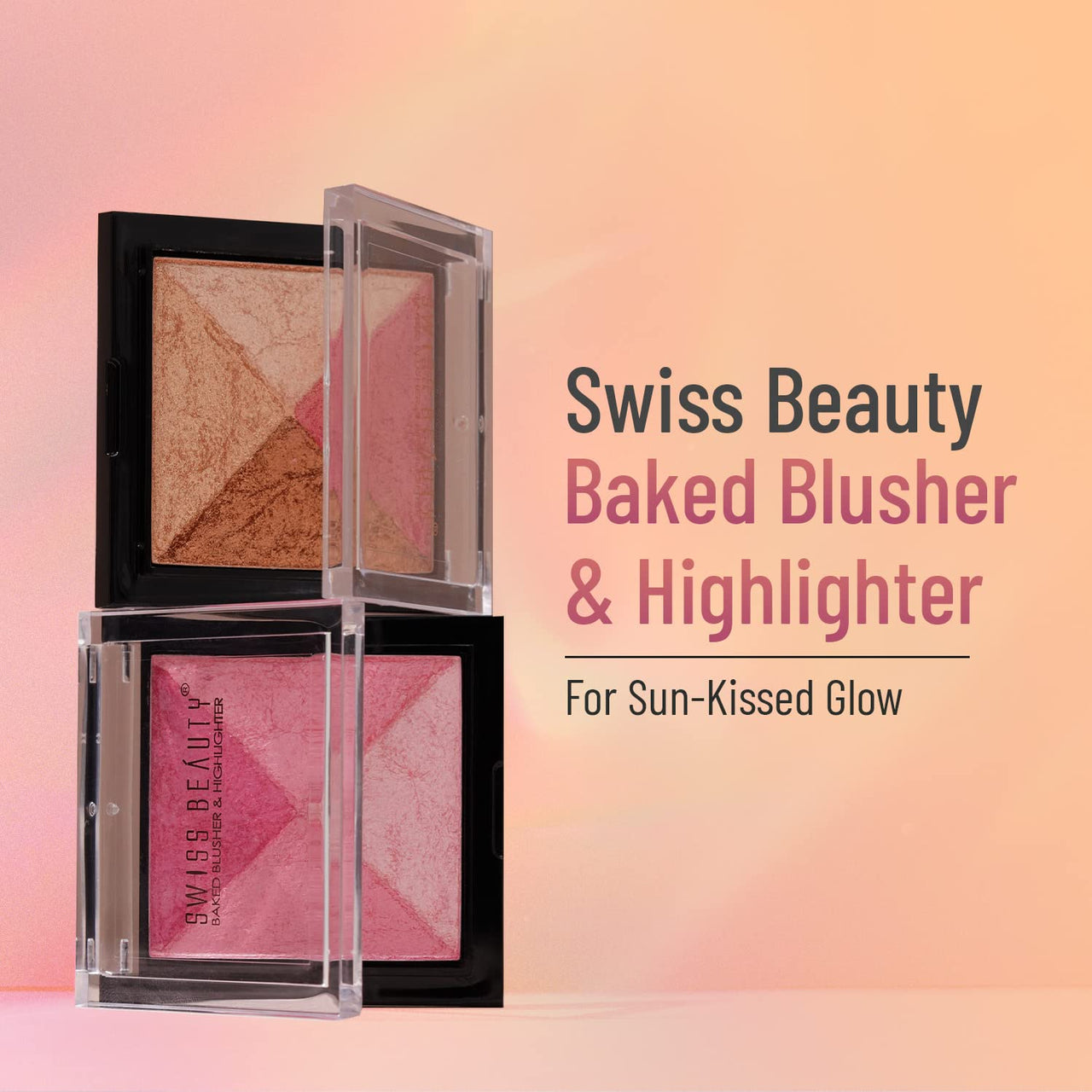 Swiss Beauty Mini Baked Shimmer Blusher And Highlighter Palette For Face Makeup| Multicolor-1, 7 Gm |