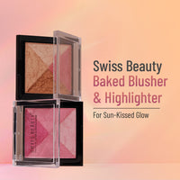 Swiss Beauty Mini Baked Shimmer Blusher And Highlighter Palette For Face Makeup| Multicolor-1, 7 Gm |