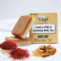 Apne Ghar Ka Soaps Sandalwood & Saffron Magic Soaps For Bath | Paraben Free | Chandan & Kesar Bath Soap | Handmade Soaps For Glowing | Skin Brightening Soap For Men & Women (100 Gms Gms Pack Of 1)