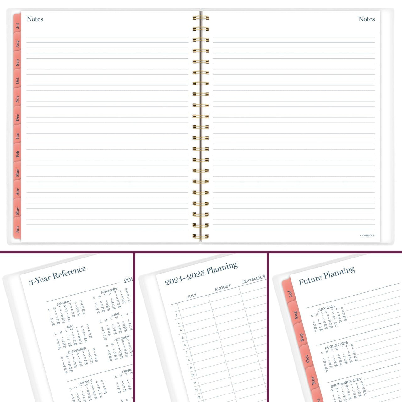 Cambridge Planner 2024-2025 Academic, Weekly & Monthly, 8-1/2" x 11", Large, Monthly Tabs, Flexible Cover, Bridgette (1712-905A)