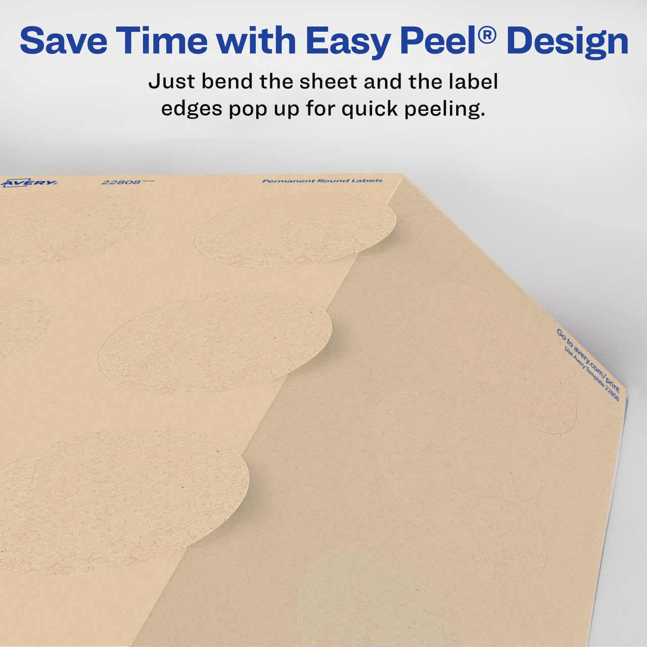 Avery Kraft Brown Round Labels with Sure Feed Technology, 2.5" Diameter, Print to The Edge, Laser/Inkjet Printable Labels, 2 Packs of 22808, 450 Total (5639) 450 labels