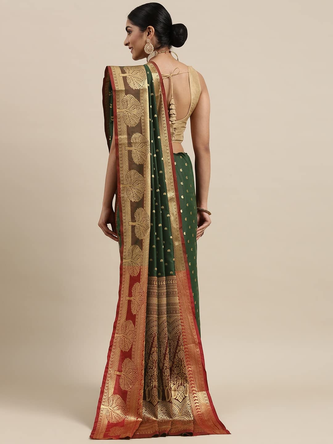 Pandadi Saree Women's  Banarasi Silk Saree With Unstitched Blouse Piece