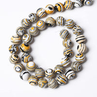 60pcs 6mm Natural Yellow Malachite Beads Round Loose Beads for Jewelry Making DIY Bracelets Necklace Crystal Energy Healing Power Stone (6mm, Yellow Black Malachite)