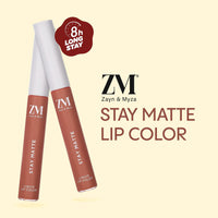 ZM Stay Matte Transfer-proof Lip Color | Matte Texture | Liquid Lipstick | Waterproof and Smudgeproof | Cruelty-free, 6 ML (Nude Sunset)