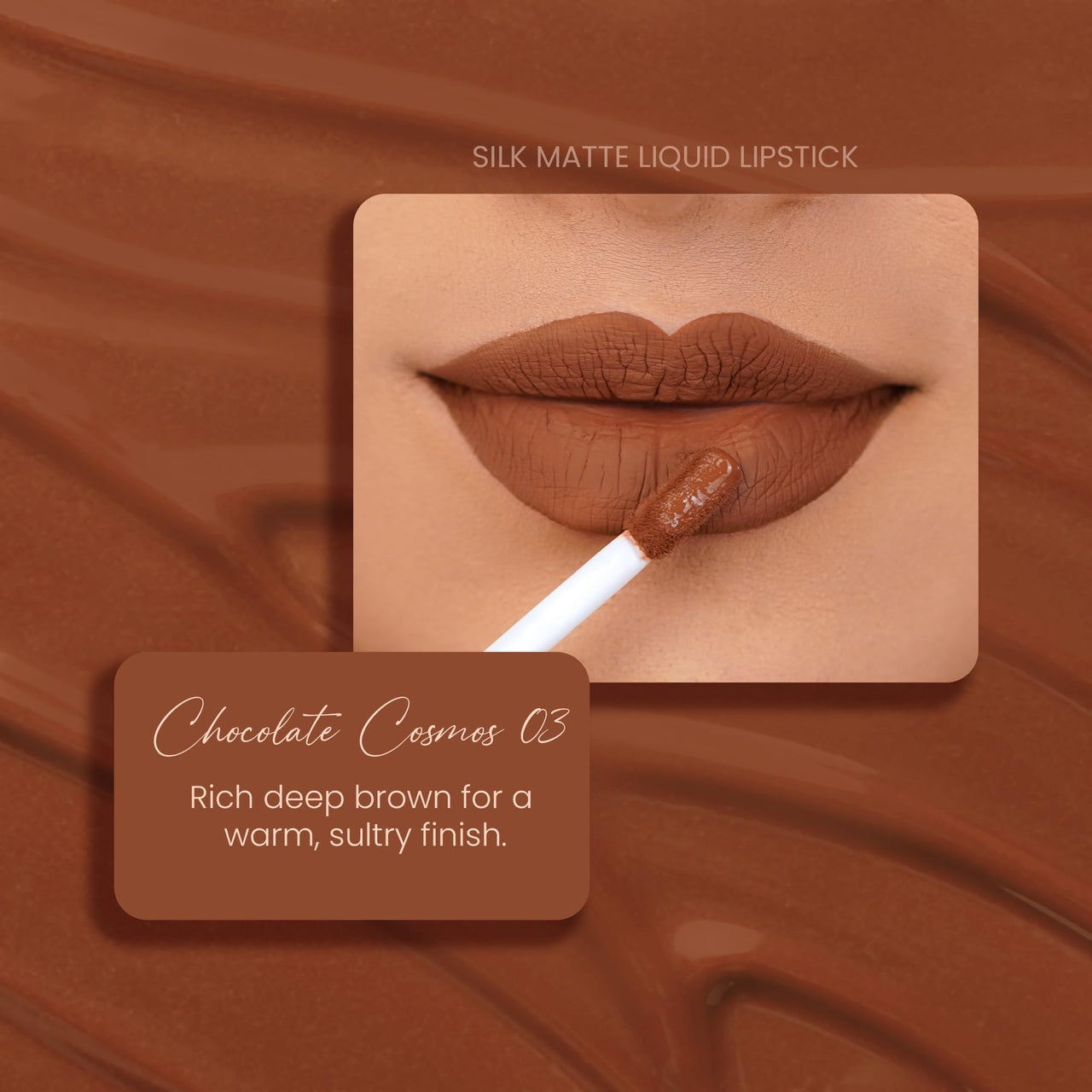 Parul Garg Beauty Silk Matte Liquid Lipstick | Long-Lasting & Smudge-Proof | Soft Matte Finish | Vegan & Clean Beauty | Hydrates with Shea Butter & Vitamin E | Shade: Chocolate Cosmos 03 - Deep Brown, 3ml