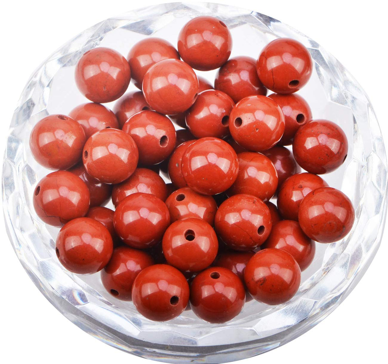 100Pcs Natural Crystal Beads Stone Gemstone Round Loose Energy Healing Beads with Free Crystal Stretch Cord for Jewelry Making (Red Jasper, 8MM) Red Jasper