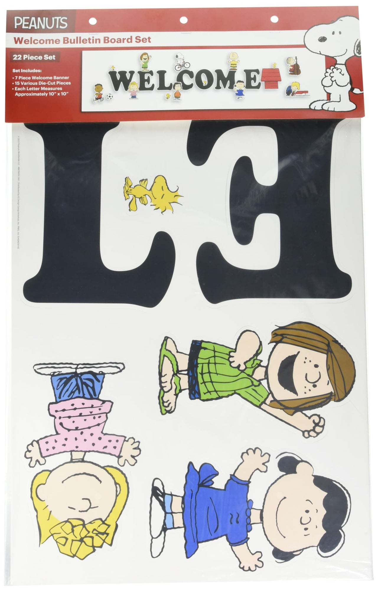 Eureka Peanuts Giant Welcome Classroom Bulletin Board Set for Teachers, 22 Pieces
