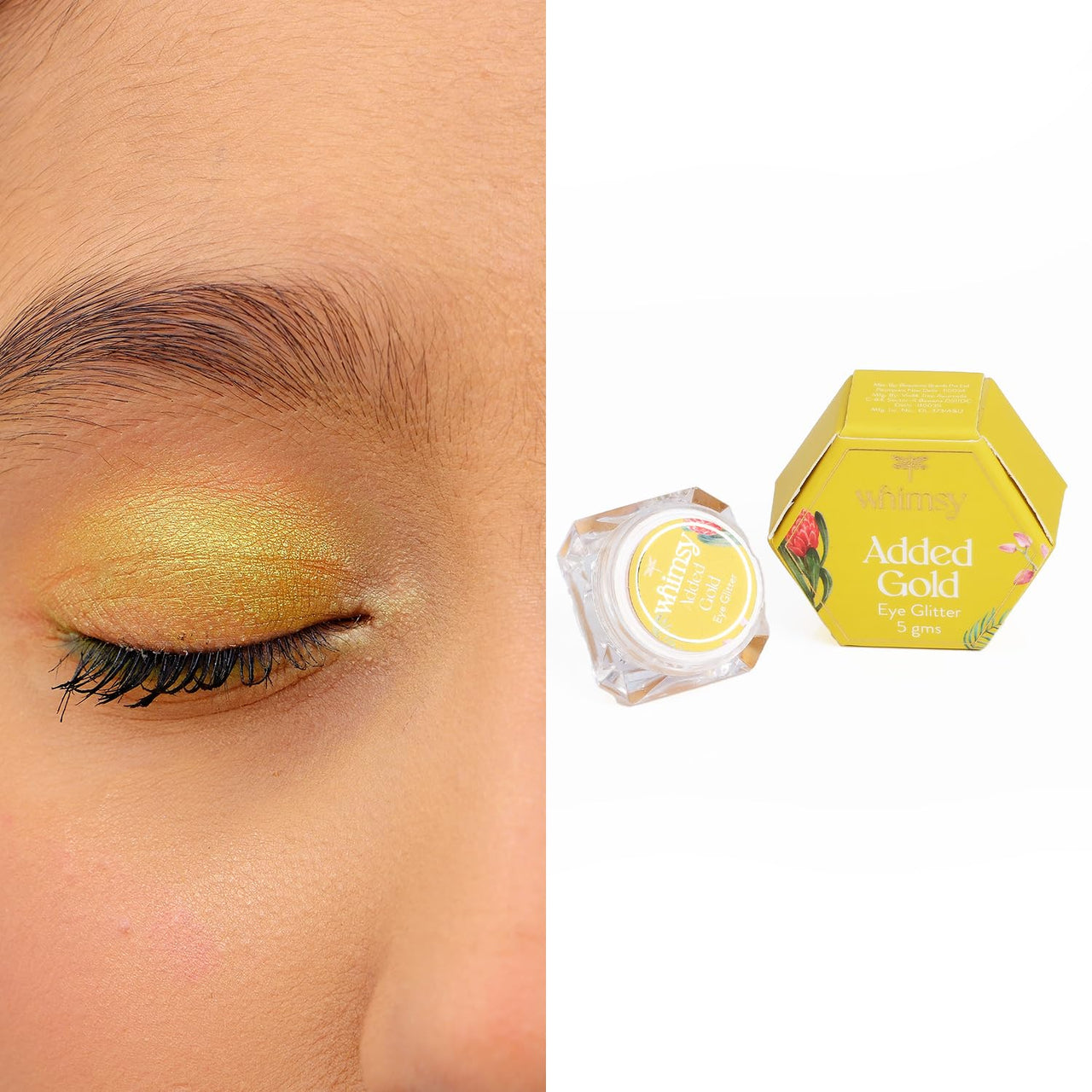 Whimsy Safe, Organic, Non-Toxic Eye Glitter for Girls | Sparkle Glitter Eyeshadow | Eyeshadow for Girls|Long Lasting Eye Makeup | Glitters for kids | Safe Eye Makeup Products | Edible Glitters (Gold)