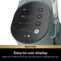 Ninja Pods & Grounds Specialty Single-Serve Coffee Maker, K-Cup Pod Compatible, Built-In Milk Frother, 6-oz. Cup to 24-oz. Travel Mug Sizes, Iced Coffee Maker, Glacier Blue, PB051GB