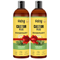 Rey Naturals Cold Pressed Castor Oil plus Rosemary Essential Oil | Castor Oil for Hair Growth, Eyebrows & EyelasheS | Premix of Castor and Rosemary Essential Oil| For Men & Women| 200ml * 2
