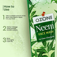 Ozone Neem Face Wash | Enriched with Neem, Aloe Vera, Lemon & Clove | For Deep Cleansing, Anti-Pollution, Soft, Smooth & Glowing Skin | For Men & Women | 100ml (Pack of 3)