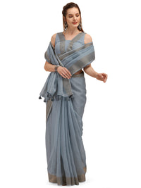 DUNGRANI Women's  Linen Saree With Blouse Piece