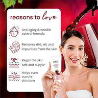 Globus Naturals Red Wine Hydrating Face Wash, Enriched With Rosemary & Honey, Wrinkle Control Formula, Natural, Gentle & Mild, Suitable For All Skin Types, 75 gm