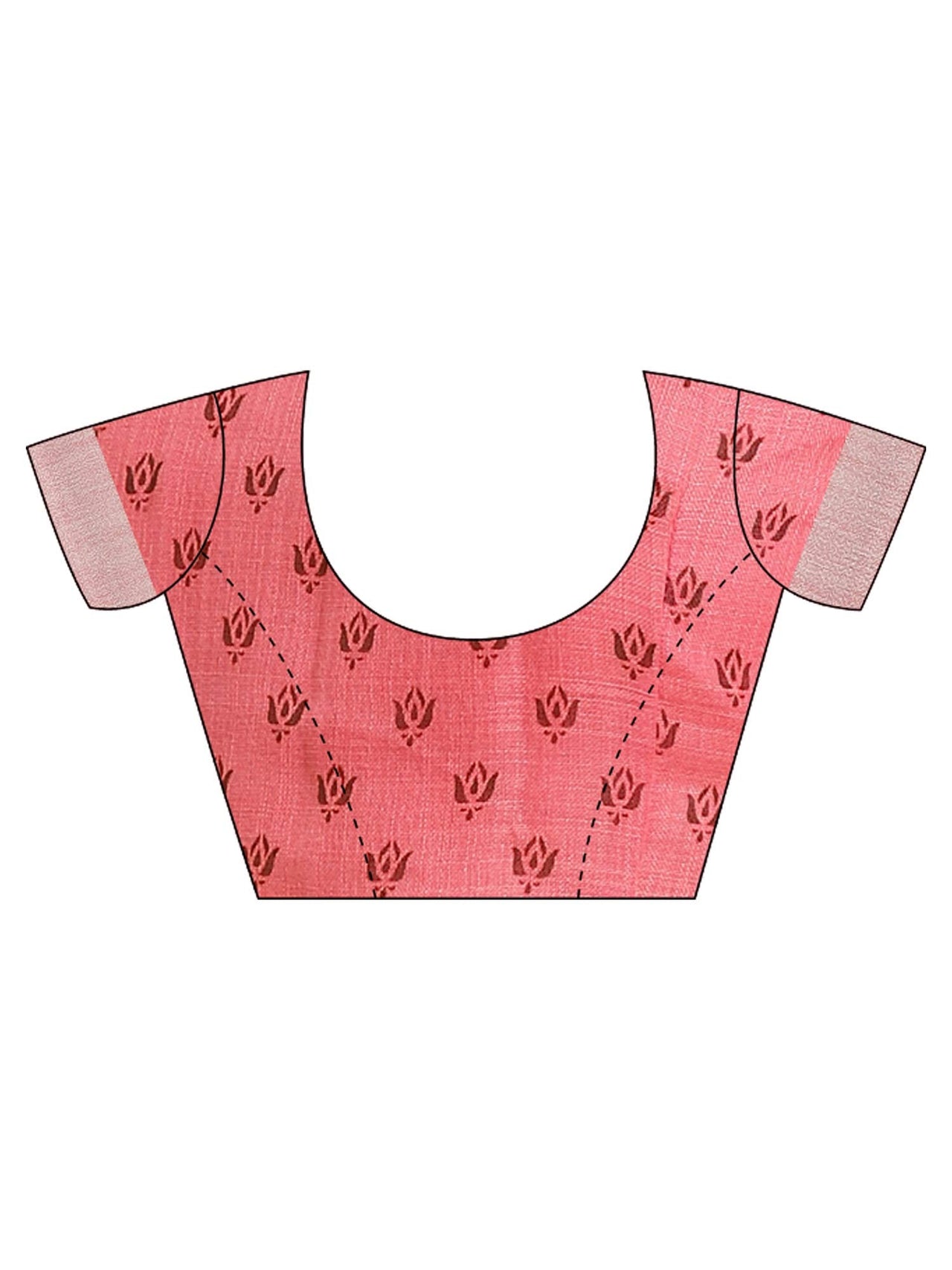 AKHILAM Women's  Linen Geometric Saree With Unstitched Boluse Piece