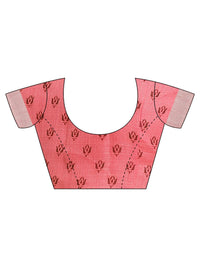 AKHILAM Women's  Linen Geometric Saree With Unstitched Boluse Piece