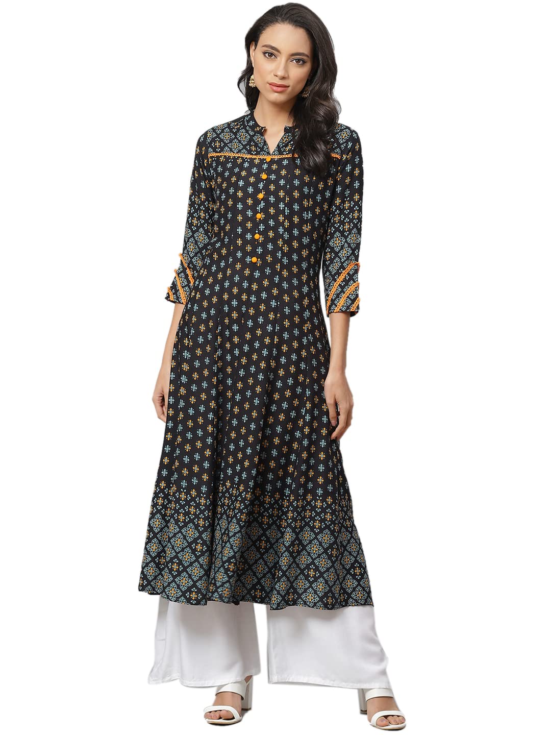 Yash Gallery Women's  Rayon Floral Printed Anarkali Kurta for Women