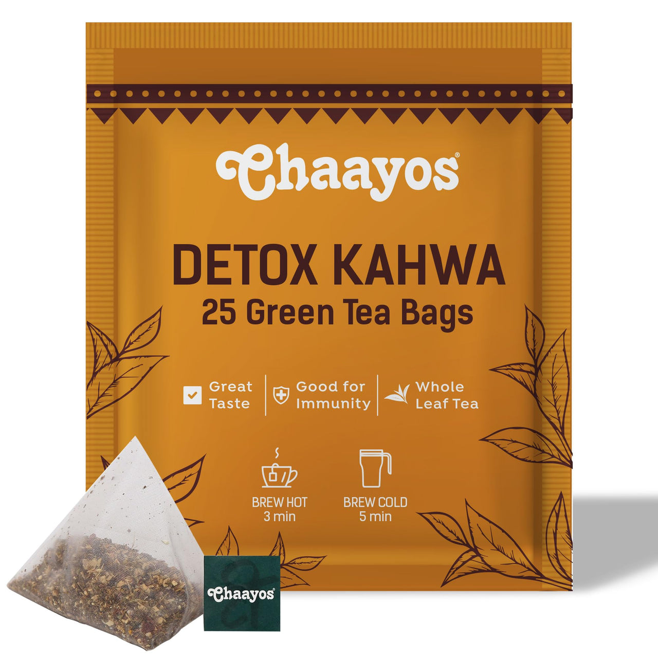 Chaayos Detox Green Tea - Desi Kahwa (25 Tea Bags) | Green Tea Bags | Desi Kahwa Green Tea | Green Tea For Digestion