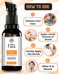 The Hillmen Vitamin C Unisex Face Serum for Daily Use Glowing Skin Sensitive Radiance Boost, Brightening Effect, Wrinkle Reduce Repair Sun Damage,chemical Free & Alcohol Free (90 Ml) Pack 0f 3