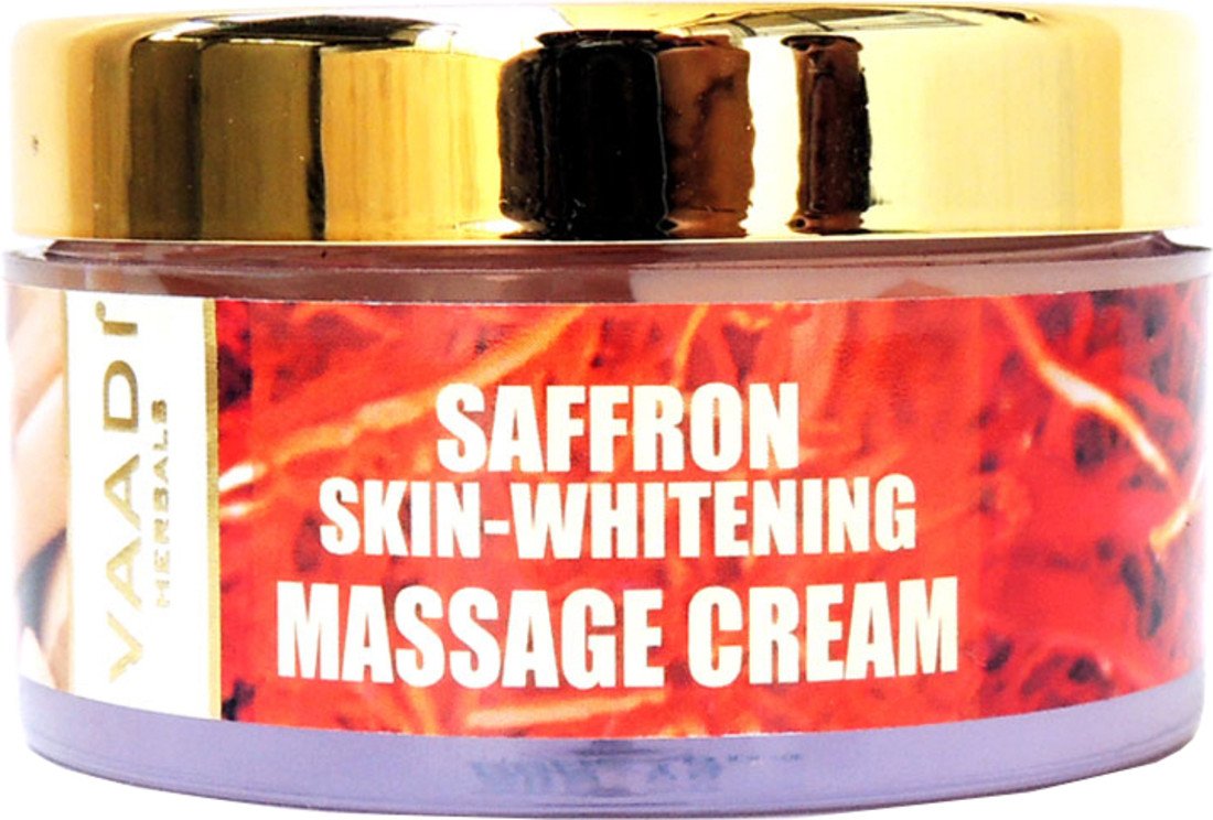 Vaadi Herbals Saffron Skin Whitening Massage Cream, Basil Oil and Shea Butter, 50g