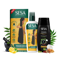 SESA Ayurvedic Hair Oil 200Ml + Ayurvedic Medicinal Shampoo 200Ml Combo Pack Control Hair Fall Nourishes Scalp Help Hair Growth For Men & Women
