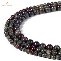 BEADNOVA Natural Dragon Blood Jasper Beads Natural Crystal Beads Stone Gemstone Round Loose Energy Healing Beads with Free Crystal Stretch Cord for Jewelry Making (8mm, 45-48pcs) 8mm