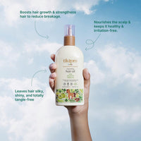 Tikitoro Kids Nourishing Hair Oil, 100% Vegan with Bringha, Amla, Olive, & Argan, Promotes & Conditions Hair Growth & Scalp, Non-sticky, Non-smelly & Non-greasy, No Paraben & Sulphate (150 ml)