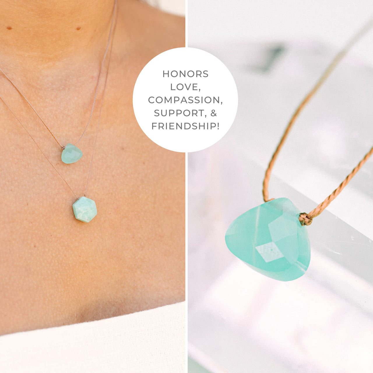 SoulKu Soul Shine Handmade Necklace, Empowering Jewelry With Healing Crystal, Inspirational Jewelry For Women, Mom & Sister, 2"" Extender With Lobster Clasp, 16"" Nylon Cord (Turquiose, Friendship) Turquoise