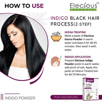 Elecious Indigo Powder for Hair black (200 Grams) | 100% Pure and Natural, No preservatives | Natural hair dye | No Ammonia, No PPD