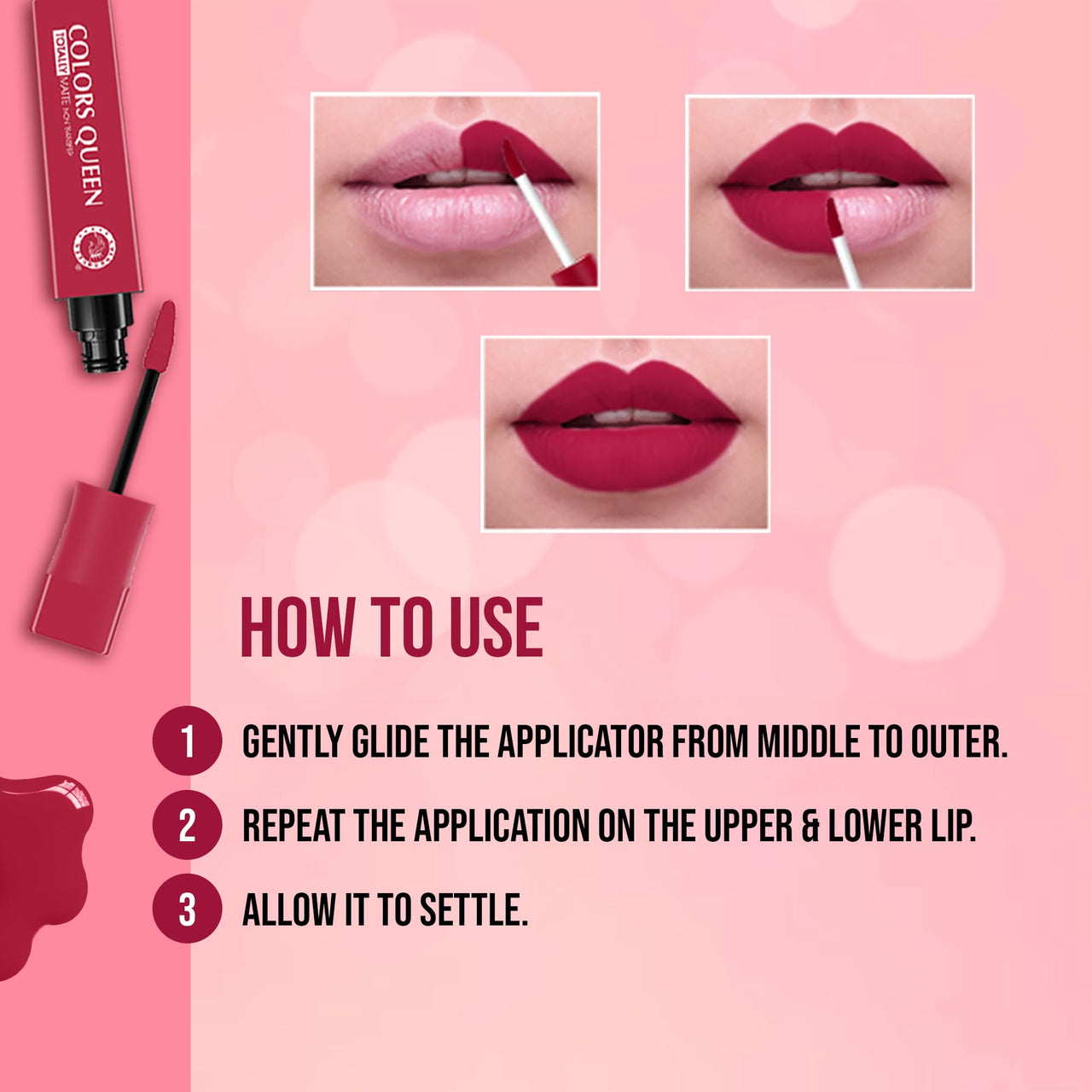 Colors Queen Totally Matte Liquid Lipstick | Intense Color Payoff, Lightweight & Comfortable, One Swipe Application | Long Lasting, Non Transfer Liquid Lipstick for Women (11 - Rosewood, 7.5g)