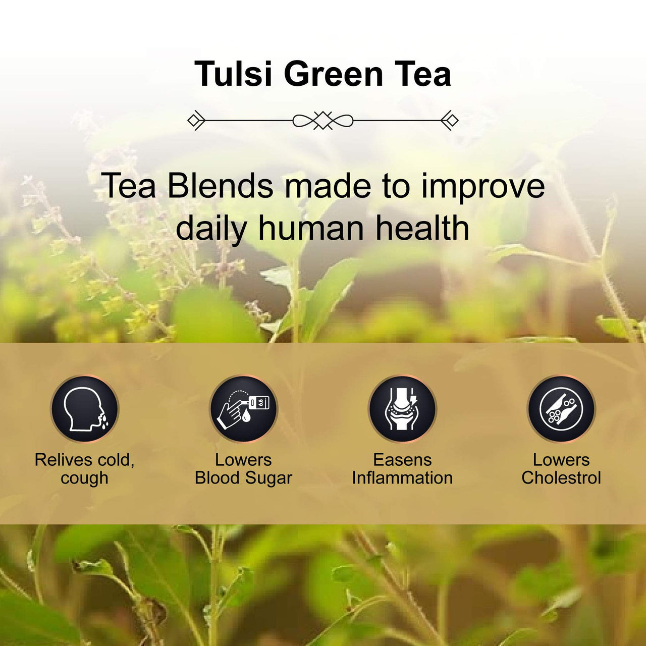 The Tea Heaven | Tea Gift - Tulsi Green Tea-Heals Body and Reduces Stress- 3 Types of Tulsi-100% Natural Ingredients- 100 Grams (50 Cups)