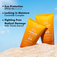 Conscious Chemist® Sunscreen SPF 50 | 150g | Sunscreen for Oily Skin, Instant Cooling, De-tan SPF Body Lotion, Niacinamide with Ceramides & Betaine, UVA/UVB Protection, Reduces Dark Spots, All Skin Types - Body Guard
