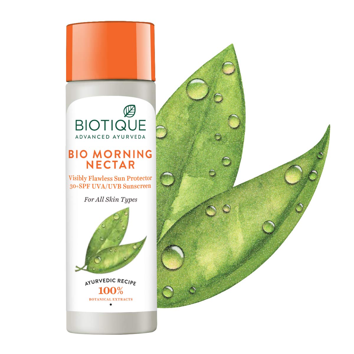 Biotique Bio Morning Nectar Sunscreen Ultra Soothing Face Lotion, SPF 30+, 120ml & Biotique Bio Morning Nectar Visibly Flawless Skin Moisturizer, 120ml