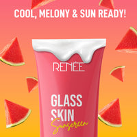 RENEE Glass Skin Gel Sunscreen SPF 50, UVA & UVB Protection, Lightweight, Hydrating & Non-Sticky, Zero White Cast, For Radiant, Supple Skin, Infused with Watermelon, Beetroot & Hyaluronic Acid 50gm