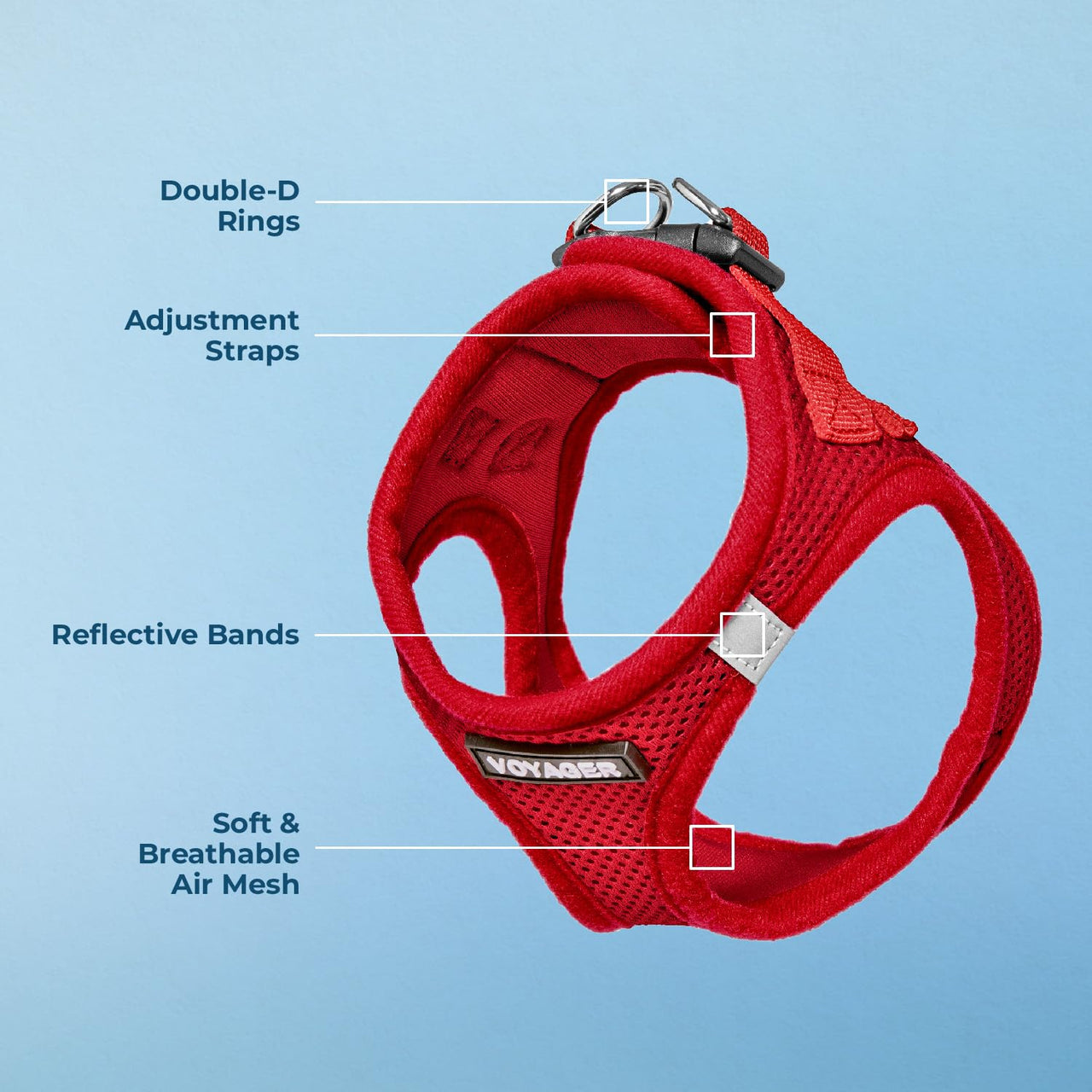 Voyager Step-in Air Dog Harness - All Weather Mesh Step in Vest Harness for Small and Medium Dogs and Cats by Best Pet Supplies - Harness (Red), S (Chest: 14.5-16") Harness (Red) S (Chest: 14.5 - 16")