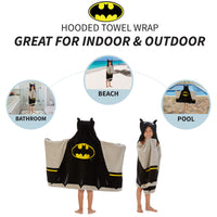 Batman Kids Bath/Pool/Beach Super Soft Cotton Terry Hooded Towel Wrap, 24