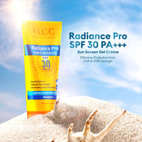 VLCC Radiance Pro SPF 30 PA+++ Sun Screen Gel - 50g | UVA & UVB Protection | Non-Greasy Sunscreen for Anti-Pigmentation | Helps Smoothen and Brighten Skin | Sun Protection Filters.