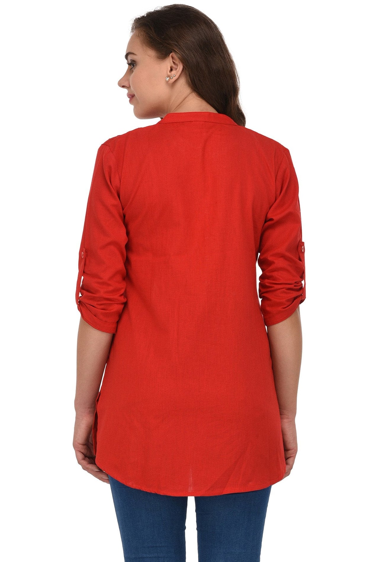 Pistaa's  Women's  Best Cotton Comfort Black Short Kurti with Fold up Sleeves