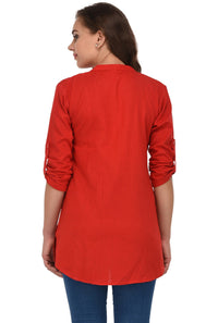 Pistaa's  Women's  Best Cotton Comfort Black Short Kurti with Fold up Sleeves