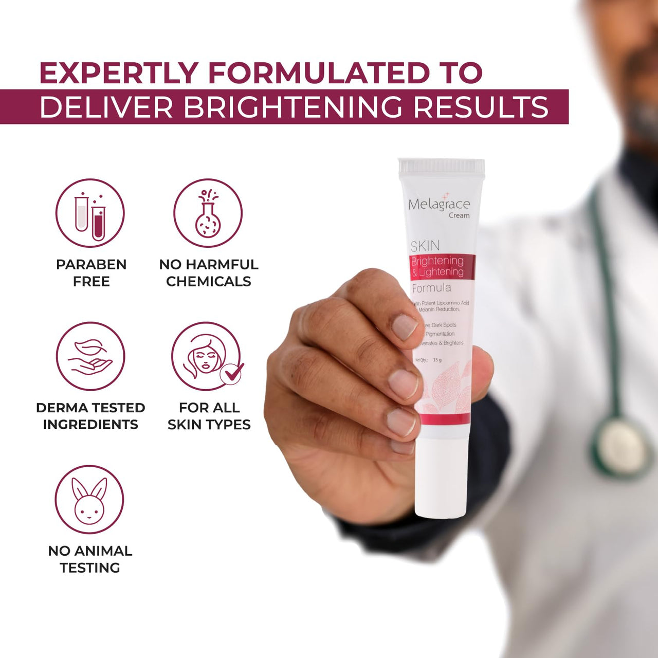 Melagrace Skin Brightening & Lightening Cream 15g | Reduces Dark Spots & Pigmentation | Rejuvenates & Brightens | Gentle & Lightweight Formula (Pack of 2)