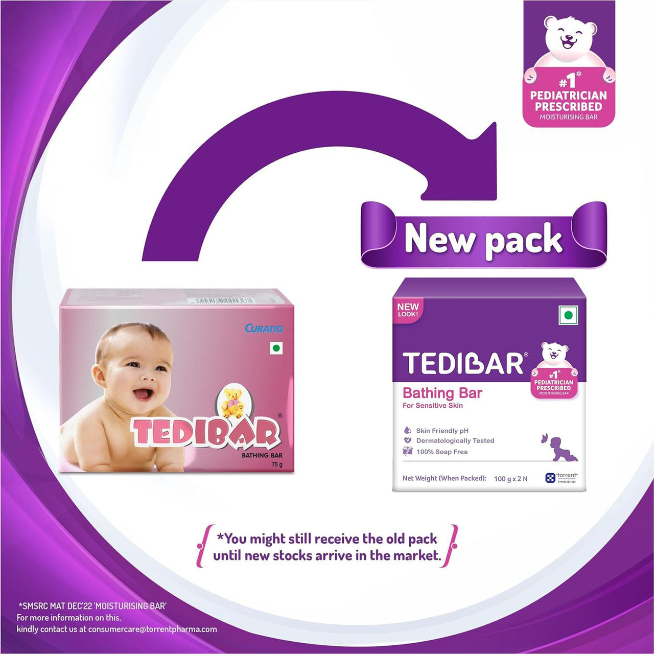 Tedibar Rich Moisturising Baby Body Wash 250ml with Skin Friendly PH with Tedibar Moisturising Baby Bathing Bar 100gx2 (Pack of 1)|100% Soap Free | Dermatologically TestedMoisturising Bar